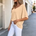 thumbnail image 6 of yillto Womens Blouse Summer V Neck Plain Short Sleeve Loose Top Causal Trendy Dressy Shirts Outfits, 6 of 6
