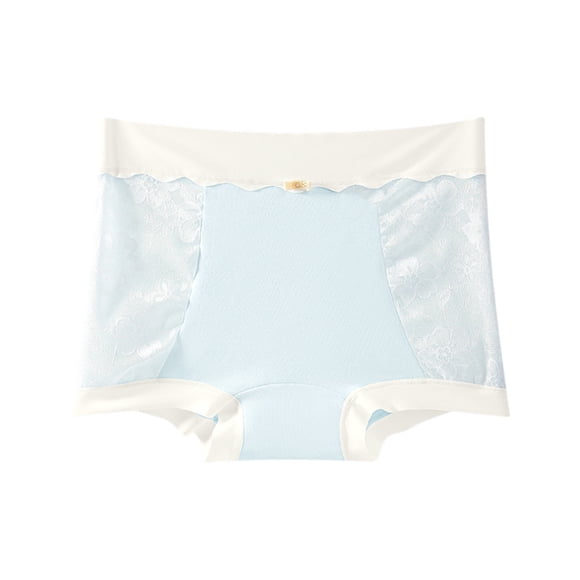 LNWUY High Waist Lace Underwear for Women Seamless Panties Ladies Stretch Full Coverage Briefs 1-Pack Blue L