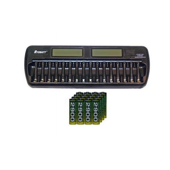 16 Bay AA / AAA LCD Battery Charger   16 AA 2900 mAh AccuPower NiMH Batteries