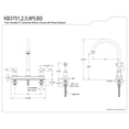 thumbnail image 2 of Kingston KB3758PLBS Restoration Two-Handle 4-Hole 8" Centerset Kitchen Faucet with Brass Sprayer in Brushed Nickel, 2 of 4