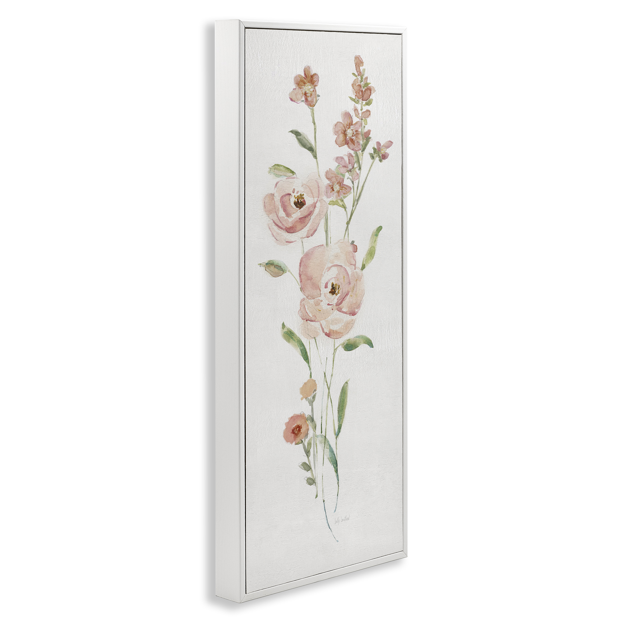 Stupell Industries Pastel Rose Sprigs Botanical & Floral Painting White Framed Art Print Wall Art, 10 x 24