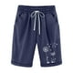 thumbnail image 2 of ICHUANYI ClearanceWomen's Summer Printed Five Points Large Size Cotton Linen Pants Casual Pants Shorts(Dark Blue, XXL) ICHUANYI WER20232080503850, 2 of 3