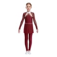 thumbnail image 1 of dPois Combinaison de Danse Intégrale pour Filles avec Strass Manches Longues Bourgogne 6, 1 of 5