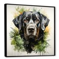 thumbnail image 2 of Designart "Tropical Labrador Art Portrait" Animals Framed Wall Art - Traditional Black Dog Hallway Framed Wall Art Decor, 2 of 6