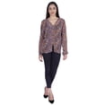 thumbnail image 5 of Moomaya Printed WoMen's Button Down Shirt Long Sleeve Tshirt V-Neck Tunic Top, 5 of 9
