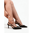 thumbnail image 6 of On feet& in love Women's Pointed Toe Patent PU Slingback Heels with Statement Square Buckle - Black Dress Shoes for Work & Party - Size 5.5, 6 of 7