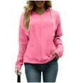 thumbnail image 2 of Fanxing Women's Hoodie Trendy V Neck Sweatshirts Long Sleeve Casual Loose Fit 2025 Fall Pullover Hooded Tee Tops Pink XL, 2 of 7