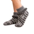 thumbnail image 2 of Adult Floor Slipper Socks Cable Knit Fleece Lined Thick Sock Slippers Indoor House Socks Warm Knit Bootie Socks Cozy Winter Footwear Non Slip Soft Plush Home Shoes (Gray), 2 of 4