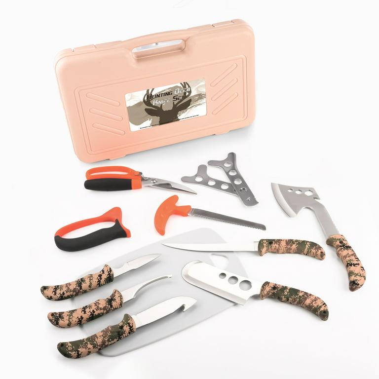  KNINE OUTDOORS 2022 Hunting Deer Knife Set Red Maple Camo  Handle Field Dressing Kit Portable Game Processor Set with Nylon Belt  Sheath, 8 Pieces : Sports & Outdoors