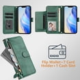 thumbnail image 3 of Crossbody Wallet Case For Samsung Galaxy S26 Ultra, PU Leather Flip with Zipper Pocket, Card Slots & ID Window, RFID Blocking Magnetic Closure Detachable Strap & Kickstand for Women Men,Darkgreen, 3 of 12