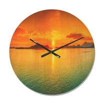 Designart 'Panorama Yellow Sunset ' Modern Wood Wall Clock