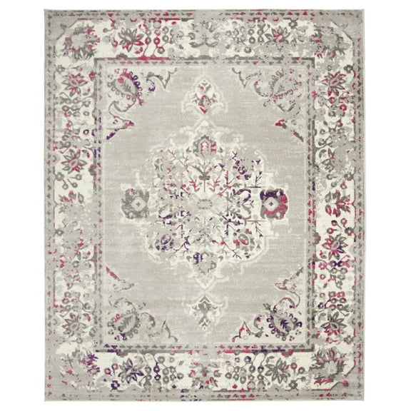 SAFAVIEH Skyler Nikeisha Floral Runner Rug, Grey/Pink, 2' x 8'