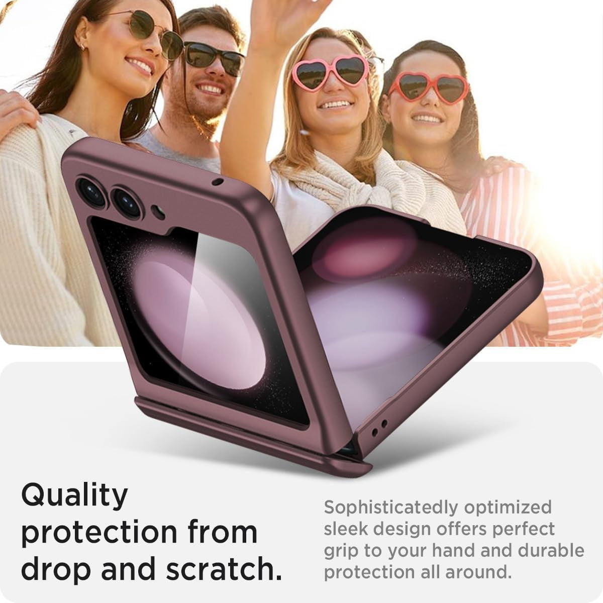 Case for Samsung flip 5 case with Hinge Protection, Galaxy Z Flip 5 Case Screen Protector Slim Folding Free Anti-Drop Shockproof Magnetic Hinge Case for Galaxy Z Flip 5 Case (Wine)