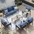 thumbnail image 2 of UDPATIO Aluminum Patio Furniture Set, Contemporary Outdoor Couch Set, Aluminum Patio Conversation Set, Blue, 2 of 11