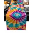 thumbnail image 2 of Colorful Tie-Dye Cotton Linen Small Table Runner 13 x 60 inch Ethnic Modern Abstract Watercolor Non-slip Rectangular Dining Table Decor for Wedding Party Holiday Dinner, 2 of 8