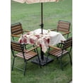 thumbnail image 4 of Outdoor Tablecloth with Umbrella Hole for Patio/Picnic/Party/Camping, Red Spring Floral Waterproof Table Cloth Square Cover Washable, Elegant Pastoral Flowers Watercolor (60"x 60"), 4 of 8
