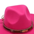 thumbnail image 3 of NOEGOEU Kids Cowboy Hat Boys Girls Western Cowboy Cowgirl Hat Classic Belt Buckle Felt Fedora Hats for 3-8Y (Hot Pink,3-8 Years), 3 of 4