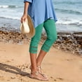 thumbnail image 6 of SAWOBUUN Womens Capri Leggings High Waisted Stretchy Cropped Pants Cutout Ankle Summer Casual Skinny Trousers, 6 of 9