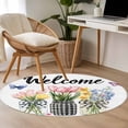 thumbnail image 5 of Tulip Flowers Spring Summer Round Area&nbsp;Rug 3ft Bottle Butterfly Welcome Text Non-Slip&nbsp;Washable Circle Rugs Soft Felt Indoor Floor Mat for Bedroom Kitchen Living Room Bathroom, 5 of 9