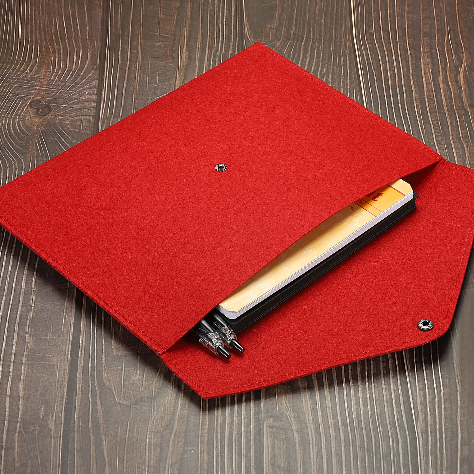 Unique Bargains Felt Folder Envelope Document Storage Pouch Organizer Red