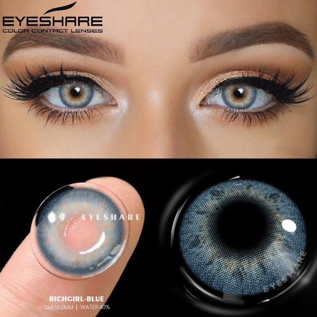 EYESHARE-lentes de contacto de Color azul para ojos, lentillas de Color azul multicolor para estudiantes de belleza, 1 par