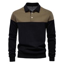 USNSM Men's Fall Shirts Casual Cotton Slim Fit Long Sleeve Shirt Patchwork Turndown Collared Work Golf Shirt Green M