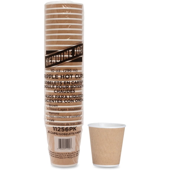 Genuine Joe Ripple Hot Cups - 10 fl oz - 125 / Bundle - Brown - Hot Drink | Bundle of 2 Bundles
