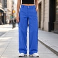 thumbnail image 6 of AherBiu Cargo Pants for Women Button Mid Rise Straight Leg Streetwear Juniors Cargos Loose Fitted Hiking Pants with Pockets(XX-Large,Blue), 6 of 8