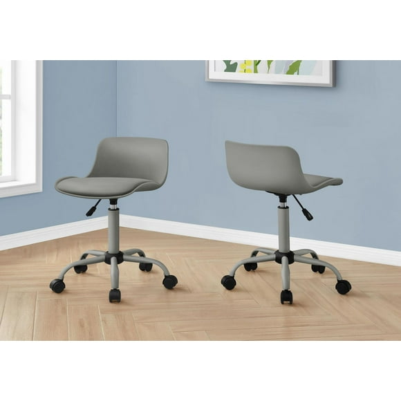 Monarch Specialties Office Chair, Adjustable Height, Swivel, Ergonomic, Computer Desk, Work, Juvenile, Metal, Pu Leather Look, Grey, Contemporary, Modern