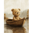 thumbnail image 1 of Qisvanset Framed Canvas Wall Art 12x16 Inch Earth Tone Teddy Bear Sailboat Nursery Wall Art, 1 of 5
