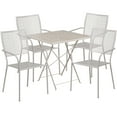thumbnail image 2 of Flash Furniture Commercial Grade 28" Square Light Gray Indoor-Outdoor Steel Folding Patio Table Set with 4 Square Back Chairs, 2 of 5