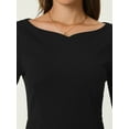 thumbnail image 4 of Unique Bargains Women's 3/4 Sleeve Work Boat Neck Elegant Pencil Sheath Dresses S Black, 4 of 6