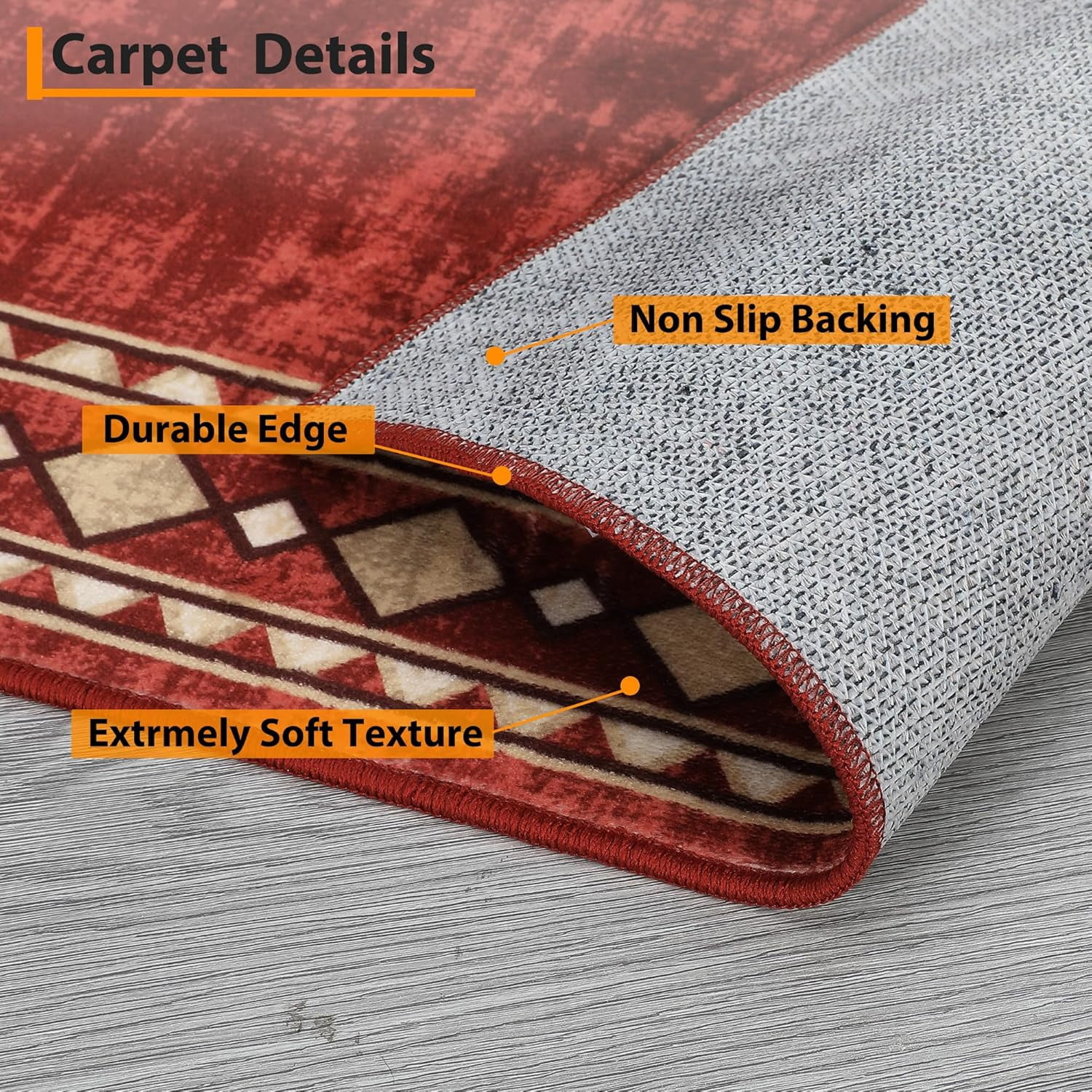 Washable 9x12 Area Rug for Living Room Vintage Rugs for Bedroom Red Rug Bordered Soft Large Area Rug Non Slip Throw Rugs Low Pile Stain Resistant Carpet for Nursery Dining Room 9'x12' Red