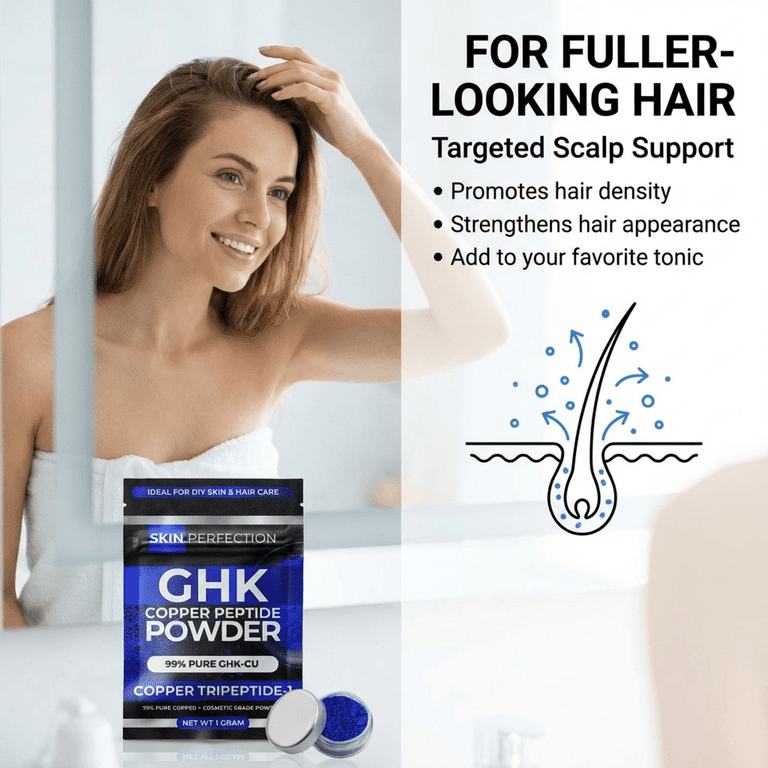 Skin Perfection Ghk-Cu Copper Peptide Powder 99.7% Pure Diy Ghk Powder to Make a Serum for Face Hair Scalp 1g