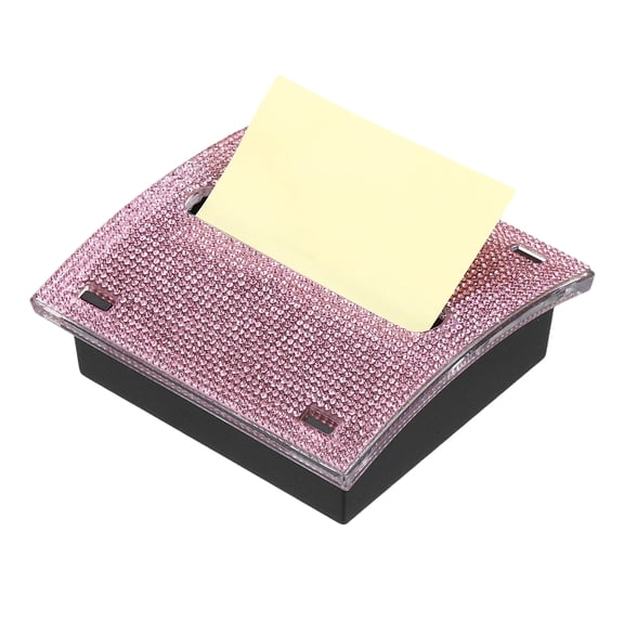 Stick Note Pad Holders, 4 x 4 Inches Rhinestone Sticky Note Dispenser Memo Pad Holder Office Desk Organizer Supplies for Office Home Desk Organization, Pink
