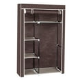 thumbnail image 4 of Tcbosik 64" Portable Closet Wardrobe with Dustproof Non-Woven Fabric Cover, 6-Compartment Portable Clothes Storage Organizer with Hanging Rod and Shelves, Easy to Assemble, Dark Brown, 4 of 11