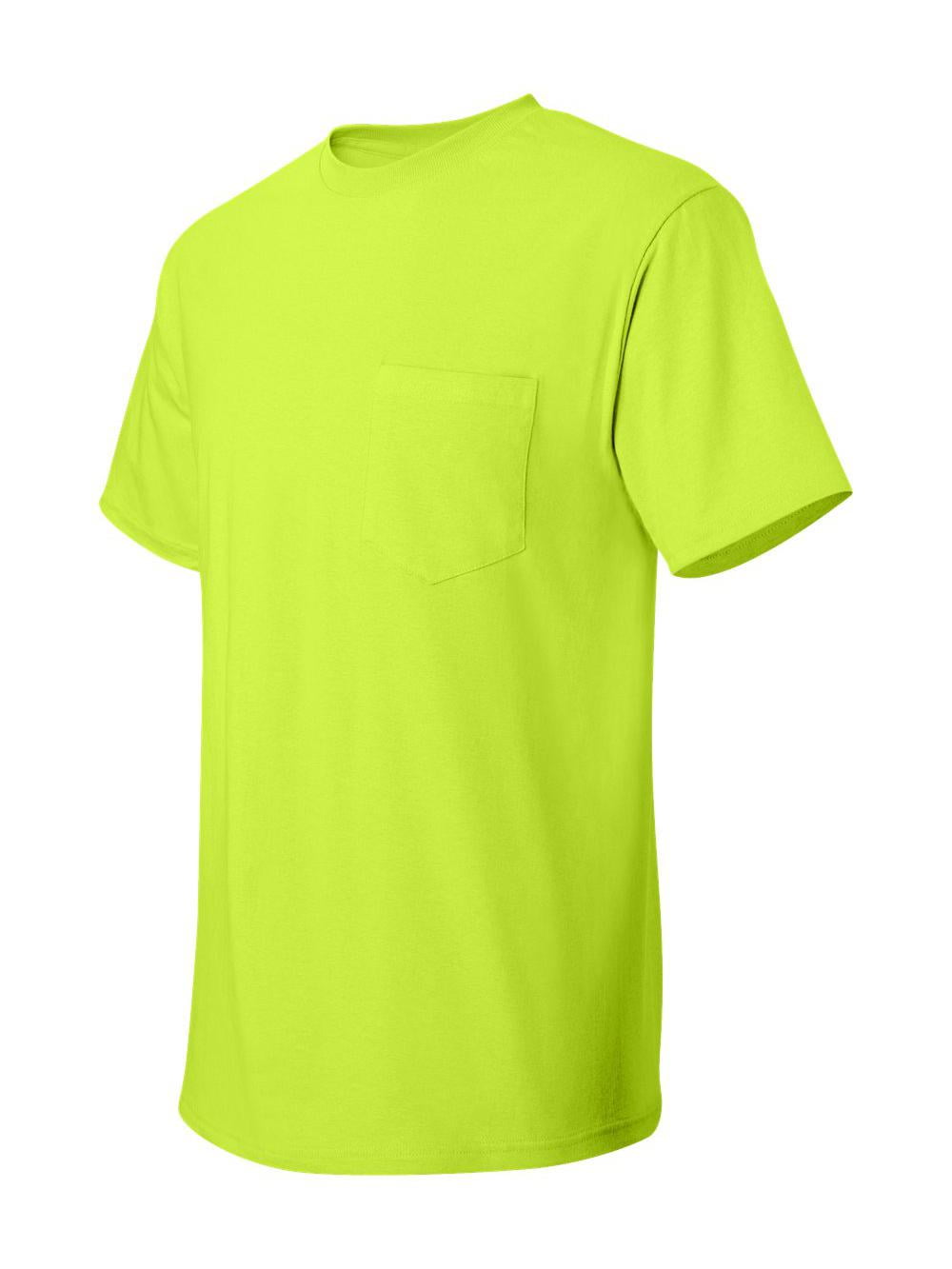 Hanes Authentic Pocket TShirt 5590 Safety Green Size S