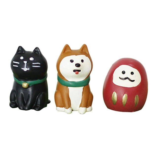 yuksok 3 Pieces Animal Statue Shiba Inu Bookshelf Table Centerpieces Resin Figurine
