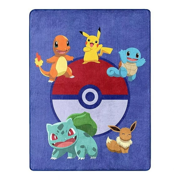 Pokemon Silky Soft Plush Throw Blanket, 46" X 60" Pikachu & Pals with Pokeball