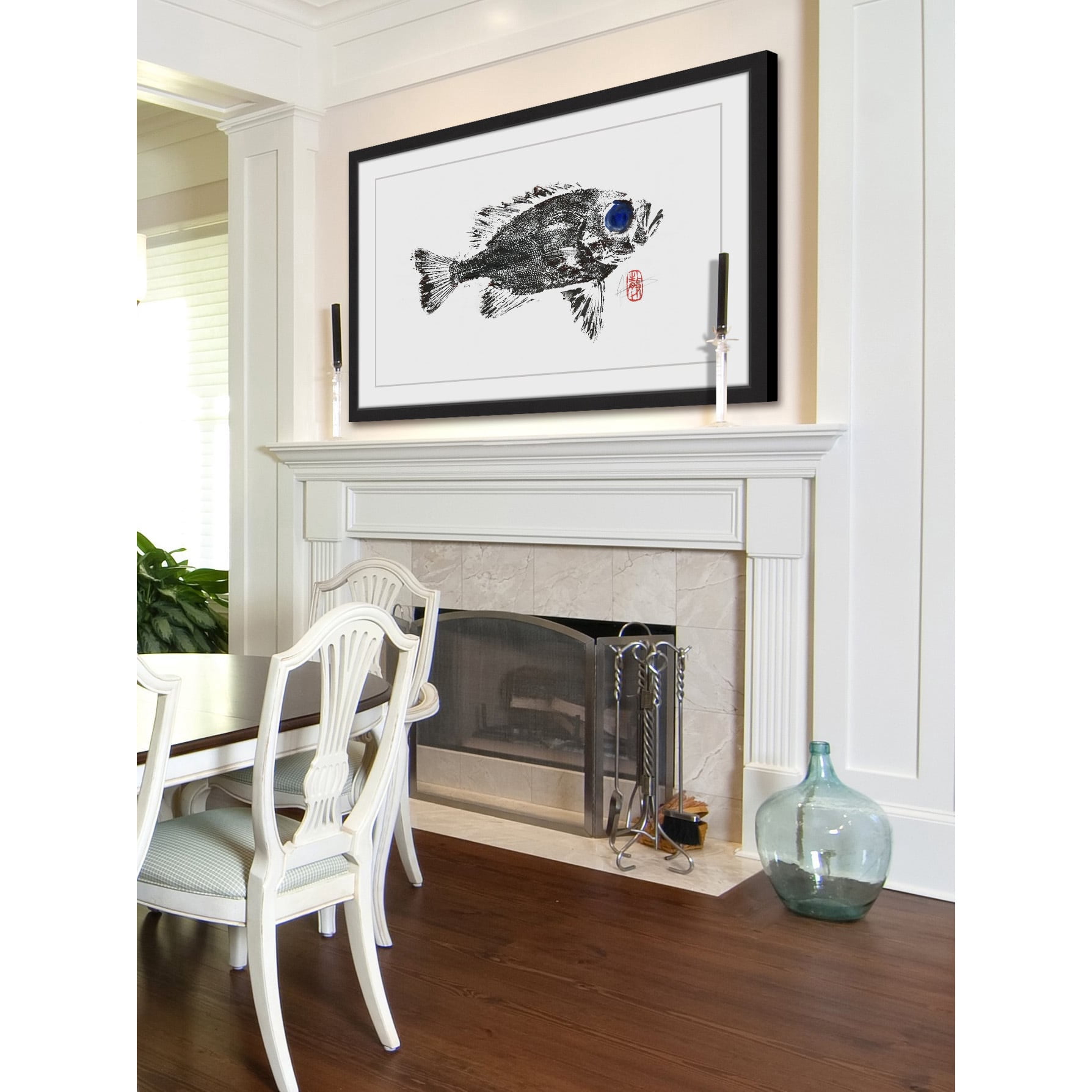 "Squirrel Fish in Black" Framed Painting Print