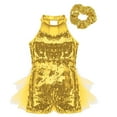 thumbnail image 3 of Sinleey Girls Sparkle Sequins Ballet Dance Skirted Letoards Jazz Latin Modern Performance Costumes Yellow 14, 3 of 7