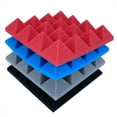 thumbnail image 2 of 24Pcs 25X25X5Cm Studio Acoustic Soundproof Foam Pyramid Noise Insulation Sound Absorption Treatment Panels Black+Gray,24 x Acoustic foam,Black&Gray, 2 of 7
