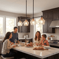 thumbnail image 2 of LIGHTINN Pendant Light Kitchen Island Adjustable Hanging Ceiling Light Modern Clear Glass Linear Home Decor 4-Light Fixture, 2 of 9