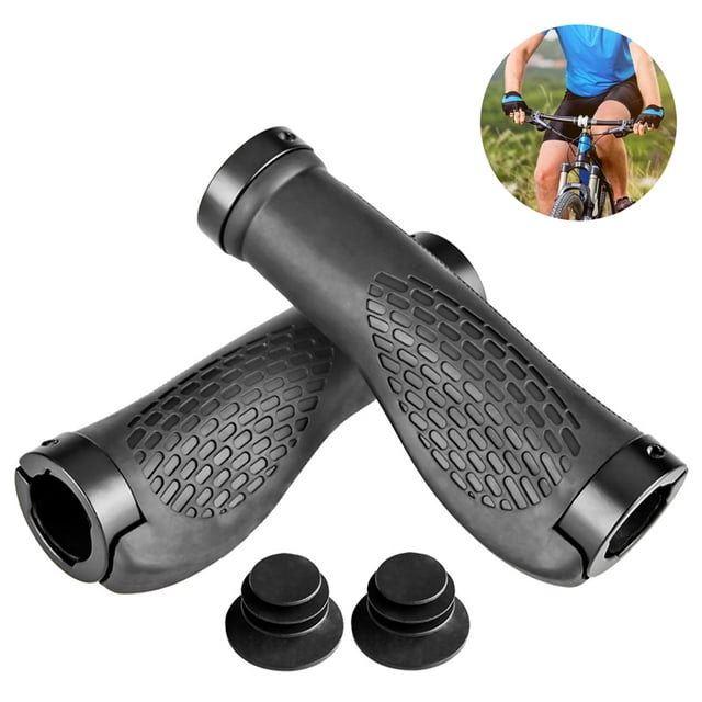 par de empuñaduras de manillar de bicicleta, empuñadura ergonómica a prueba de golpes para bicicleta de montaña con tapas finales