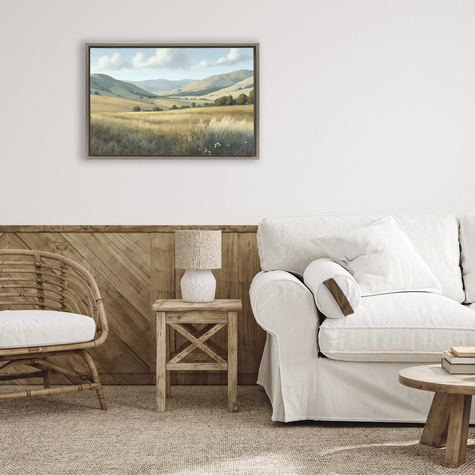 Stupell Industries Rolling Hills at Golden Hour Brown Framed Floater Canvas Wall Art, design by Creative Studio