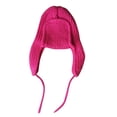 thumbnail image 5 of XIAOCHA Rib‑Knit Earflap Beanie for Women Solid Outdoor Fall‑Winter Headwrap,Hot Pink, 5 of 7