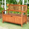 thumbnail image 1 of Gymax 42'' Storage Bench Deck Box Solid Wood Seating Container Tools Toys W/Backrest, 1 of 10