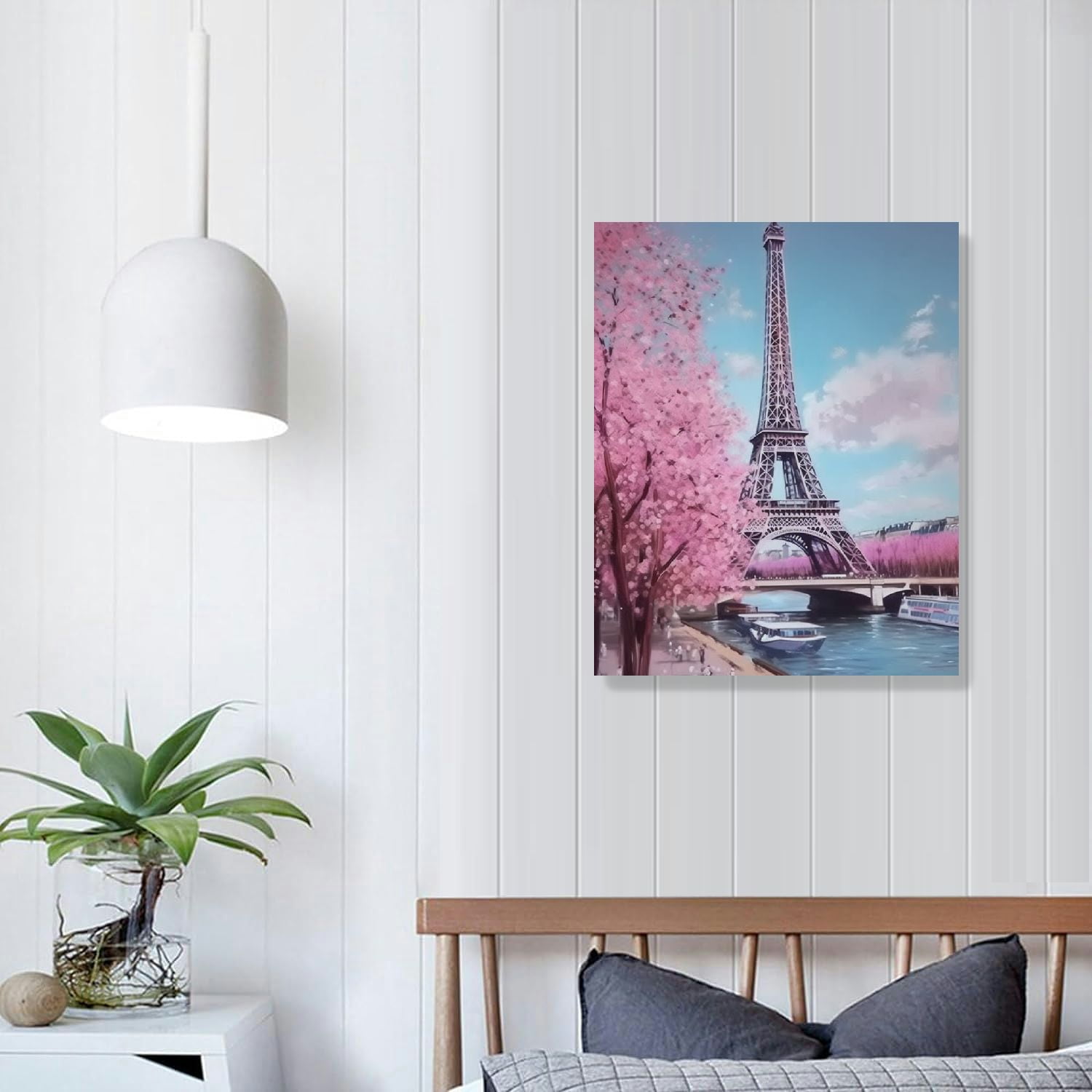 Fenyluxe Paris Eiffel Tower Wall Art Paris Pictures Wall Decor Paris Eiffel Tower Canvas Painting Print Artwork Modern Home Decorations Framed for Living room Bedroom Office 16x20 in/12x16 in