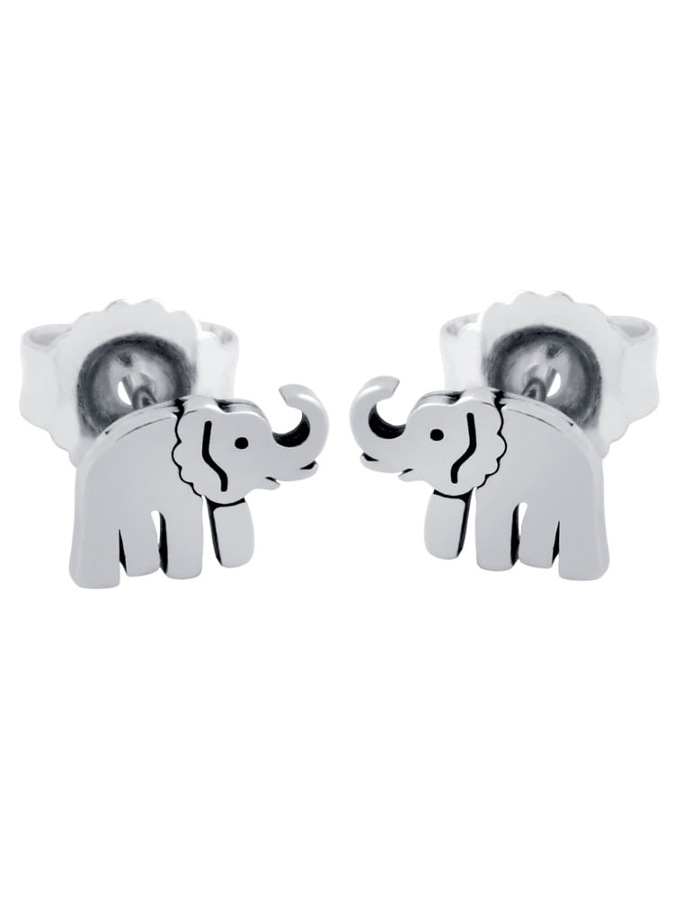 Sterling Silver 5mm Baby Elephant Tiny Post Stud Earrings.