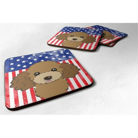 

American Flag & Chocolate Brown Poodle Foam Coaster